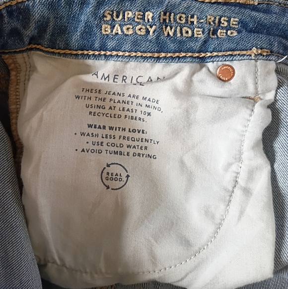 American Eagle Outfitters Super High-Rise Baggy Wide-Leg Jeans Size 12 Short - Picture 4 of 5